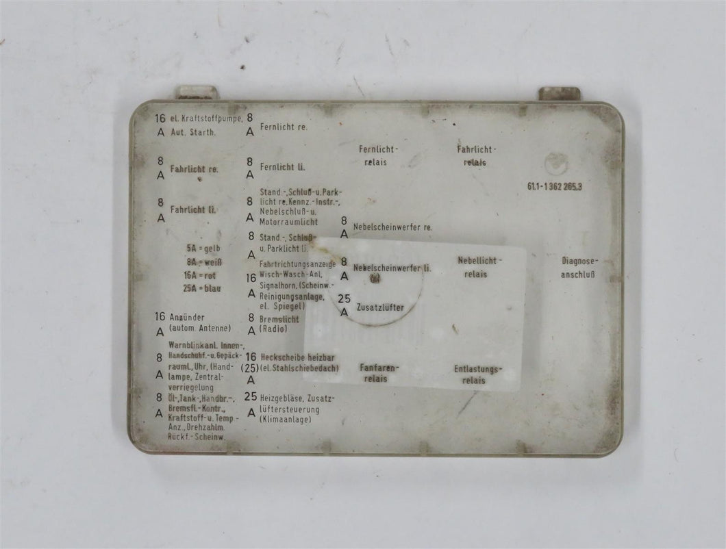 BMW E24 E12 E23 E28 Deckel Sicherungskasten Cover fuse box
